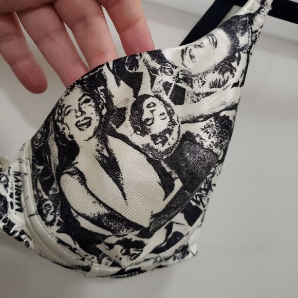 Marilyn Monroe by Warner's 1811 Vintage Portrait Print Underwire Bra Size 36C - Picture 2 of 7